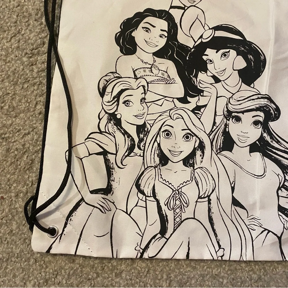 Disney Princess Color Your Own Cinch Bag Book Bag NEW Craft Moana Jasmine Belle